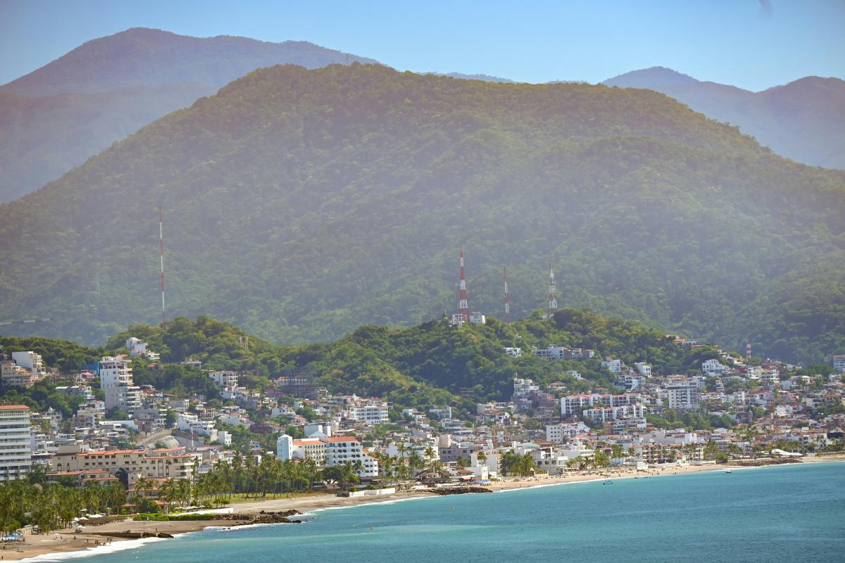 a photo of a mountain and beach in Puerto Vallarta, Mexico